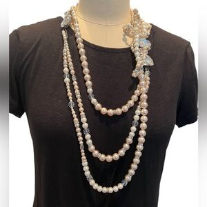 Vintage Erickson Beamon Pearl and Crystal Statement Necklace